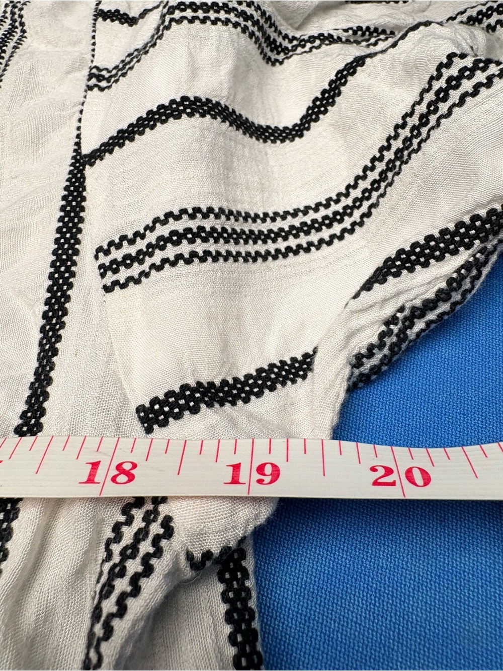 Motive women’s small Embroidered Stripe Button-Front Blouse - White/Black - Picture 3 of 4